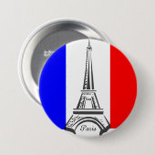 Badge Rond 7,6 Cm Bouton Drapeau Français Tour Eiffel (Devant & derrière)