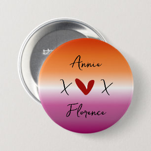 Badge Rond 7,6 Cm Bouton Drapeau Lesbien Coucher de Soleil X Amour X