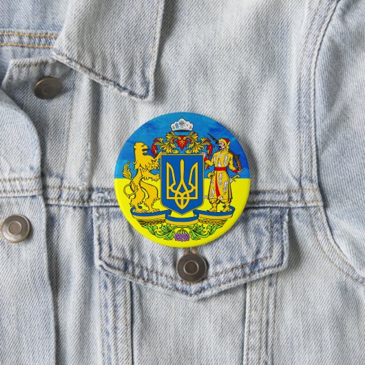 Badge Rond 7,6 Cm Bouton drapeau ukrainien (En situation)