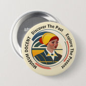 Badge Rond 7,6 Cm Bouton du document du musée (Devant & derrière)