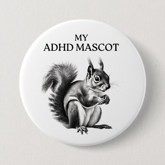 Badge Rond 7,6 Cm Bouton écureuil ADHD (Devant)