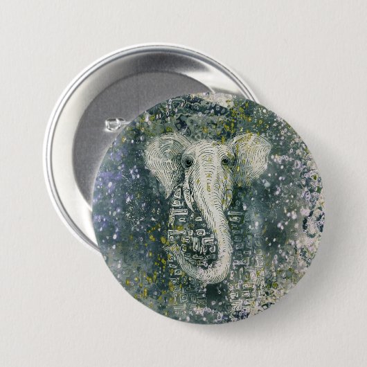 Badge Rond 7,6 Cm bouton éléphant (Devant & derrière)