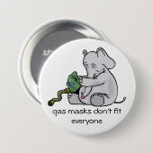 Badge Rond 7,6 Cm Bouton Eléphant Masque gaz (Devant & derrière)
