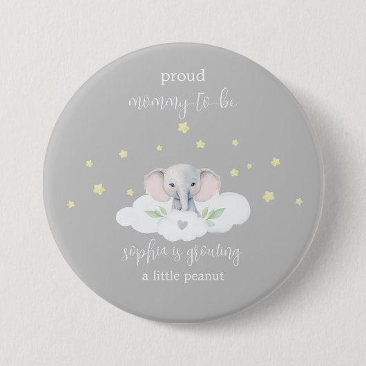Badge Rond 7,6 Cm Bouton Eléphant mignon pour être Baby shower (Devant)