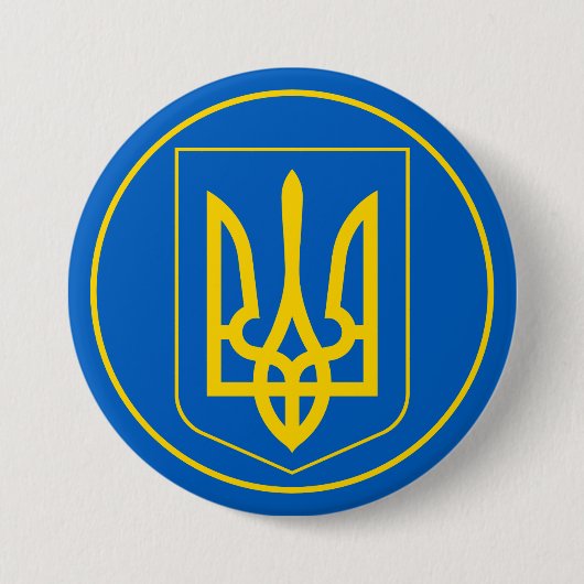 Badge Rond 7,6 Cm bouton emblème ukrainien (Devant)