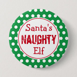 Badge Rond 7,6 Cm Bouton épinglé de lutin vilain et drôle pour Noël
