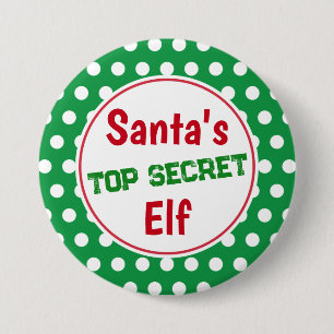 Badge Rond 7,6 Cm Bouton épinglé de Noël de l'elfe secret du Père No