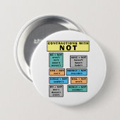 Badge Rond 7,6 Cm Bouton ESL Pour Enseigner Les Contractions Anglais (Devant & derrière)