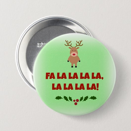 Badge Rond 7,6 Cm Bouton Fa la la la Chrismas (Devant & derrière)