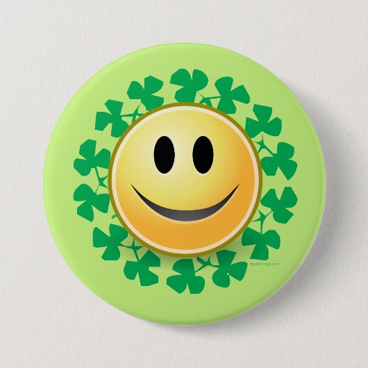 Badge Rond 7,6 Cm Bouton Face Shamrock St. Patricks Day (Devant)