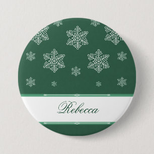 Badge Rond 7,6 Cm Bouton Fête de Neige, Vert