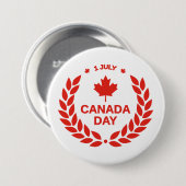 Badge Rond 7,6 Cm Bouton Fête du Canada (Devant & derrière)