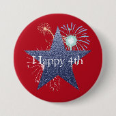 Badge Rond 7,6 Cm Bouton feu d'artifice rouge, blanc et bleu 4 juill (Devant)
