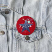 Badge Rond 7,6 Cm Bouton feu d'artifice rouge, blanc et bleu 4 juill (En situation)