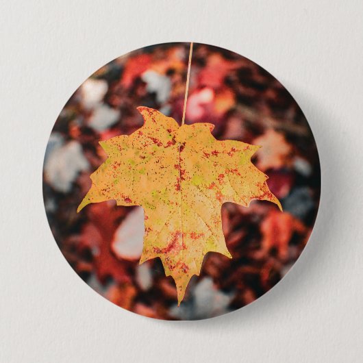 Badge Rond 7,6 Cm Bouton Feuille automne (Devant)