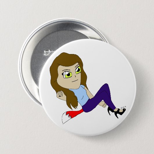 Badge Rond 7,6 Cm bouton fille chibi foxy (Devant & derrière)