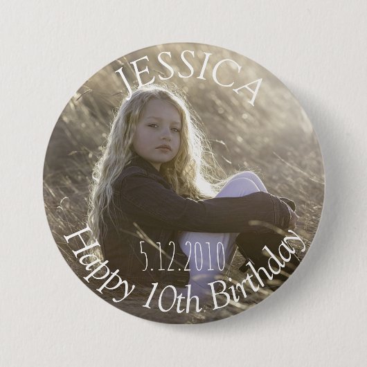 Badge Rond 7,6 Cm Bouton Fille d'anniversaire (Devant)