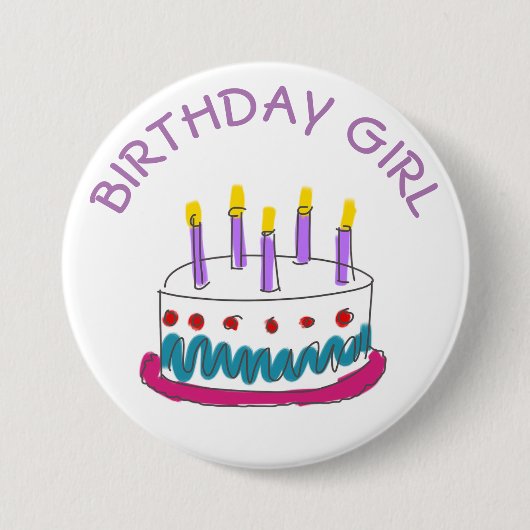 Badge Rond 7,6 Cm Bouton Fille d'anniversaire (Devant)