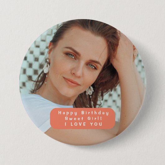 Badge Rond 7,6 Cm Bouton Fille d'anniversaire personnalisé (Devant)