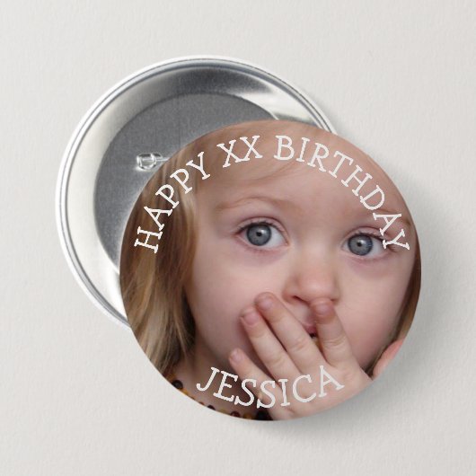 Badge Rond 7,6 Cm Bouton Fille d'anniversaire personnalisé (Devant & derrière)