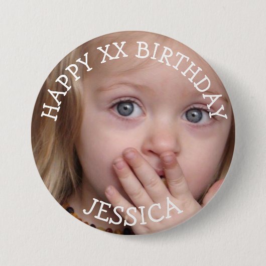 Badge Rond 7,6 Cm Bouton Fille d'anniversaire personnalisé (Devant)