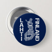 Badge Rond 7,6 Cm Bouton FINLANDE MAP - Lahti (Devant & derrière)