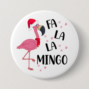 Badge Rond 7,6 Cm Bouton Flamant rose de Noël
