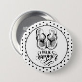 Badge Rond 7,6 Cm Bouton Flip Flops été Hello (Devant & derrière)