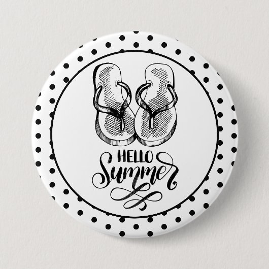 Badge Rond 7,6 Cm Bouton Flip Flops été Hello (Devant)