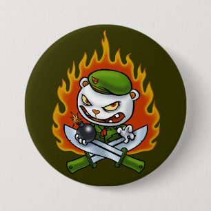 Badge Rond 7,6 Cm Bouton Flippy de tatouage de flamme