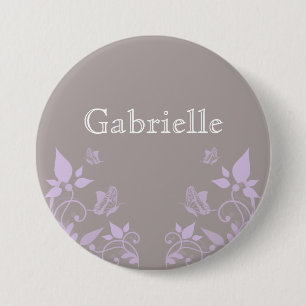 Badge Rond 7,6 Cm Bouton floral papillon Lilac