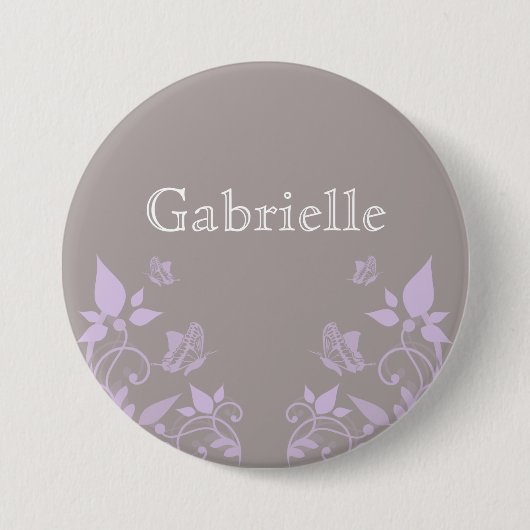 Badge Rond 7,6 Cm Bouton floral papillon Lilac (Devant)