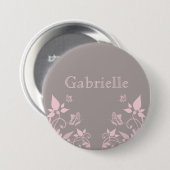 Badge Rond 7,6 Cm Bouton floral papillon rose (Devant & derrière)