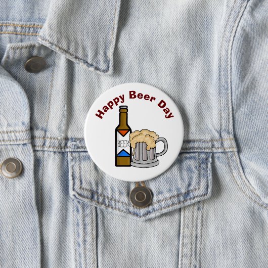 Badge Rond 7,6 Cm Bouton Fun Beer Day (En situation)