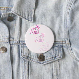 Badge Rond 7,6 Cm Bouton Gorilla rose