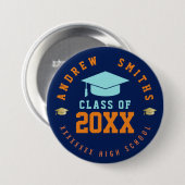 Badge Rond 7,6 Cm Bouton Grad avec nom et année de classe (Devant & derrière)