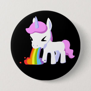 BADGE ROND 7,6 CM BOUTON GROS DE PLANIFICATION UNICORN VOMIT