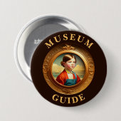 Badge Rond 7,6 Cm Bouton Guide du musée (Devant & derrière)