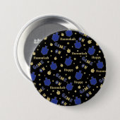 Badge Rond 7,6 Cm Bouton Hanoukka, Jeu activé (Devant & derrière)