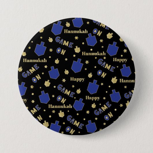 Badge Rond 7,6 Cm Bouton Hanoukka, Jeu activé (Devant)
