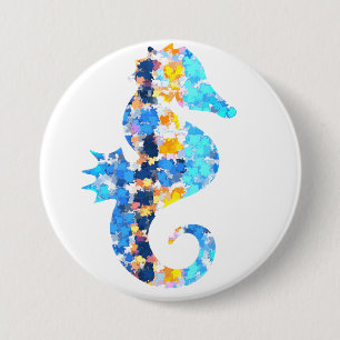 Badge Rond 7,6 Cm Bouton hippocampe