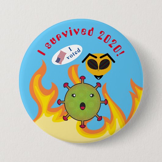 Badge Rond 7,6 Cm Bouton I Survived 2020 (Devant)