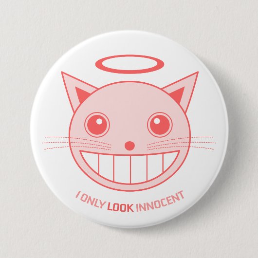 Badge Rond 7,6 Cm Bouton innocent de chat (Devant)