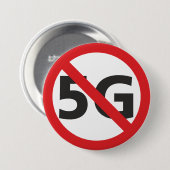 Badge Rond 7,6 Cm Bouton Interdire 5G (Devant & derrière)