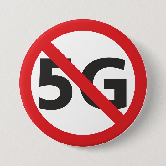 Badge Rond 7,6 Cm Bouton Interdire 5G (Devant)
