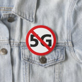 Badge Rond 7,6 Cm Bouton Interdire 5G (En situation)