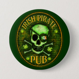 Badge Rond 7,6 Cm Bouton irlandais de Pub de pirate du jour de St