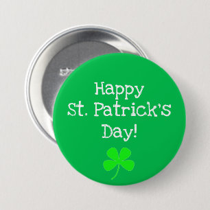 Badge Rond 7,6 Cm Bouton irlandais Shamrock de la journée Green St.