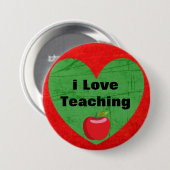 Badge Rond 7,6 Cm Bouton J'aime enseigner (Devant & derrière)
