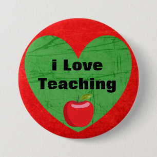 Badge Rond 7,6 Cm Bouton J'aime enseigner